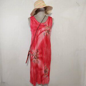 Pineapple Moon Women Size Small Pink Floral Tropical Print Sleeveless Sundress